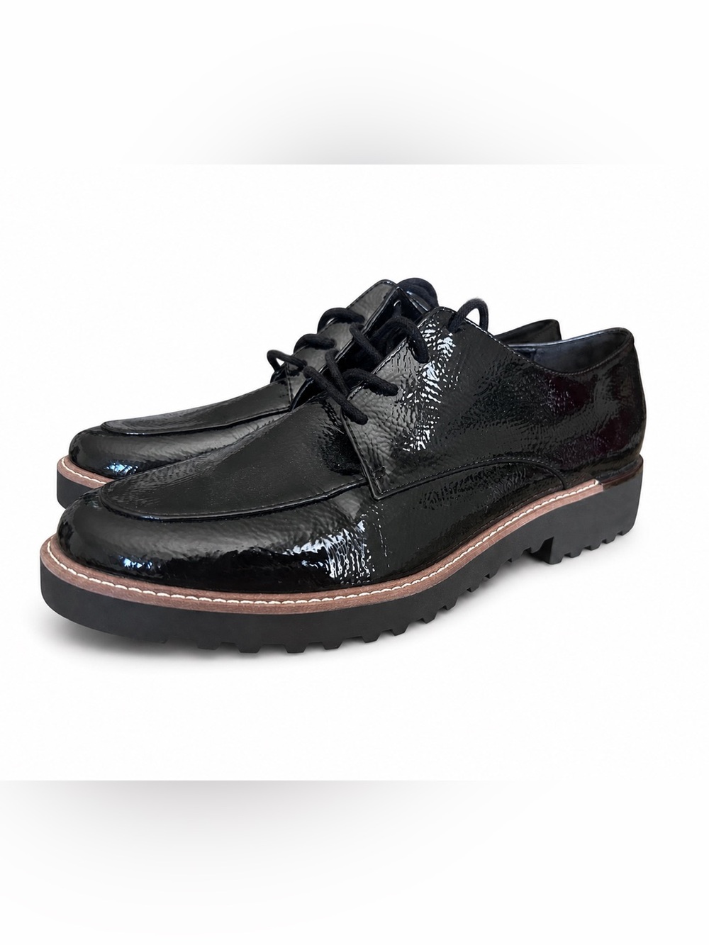 Franco Sarto Black Patent Platform Oxford Shoes Women’s 8.5M Lug Sole